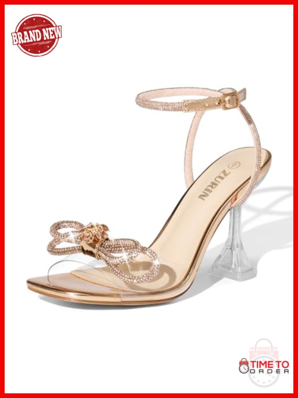 Rhinestone Bow Heeled Sandals Clear Stiletto Prom Dress Shoes